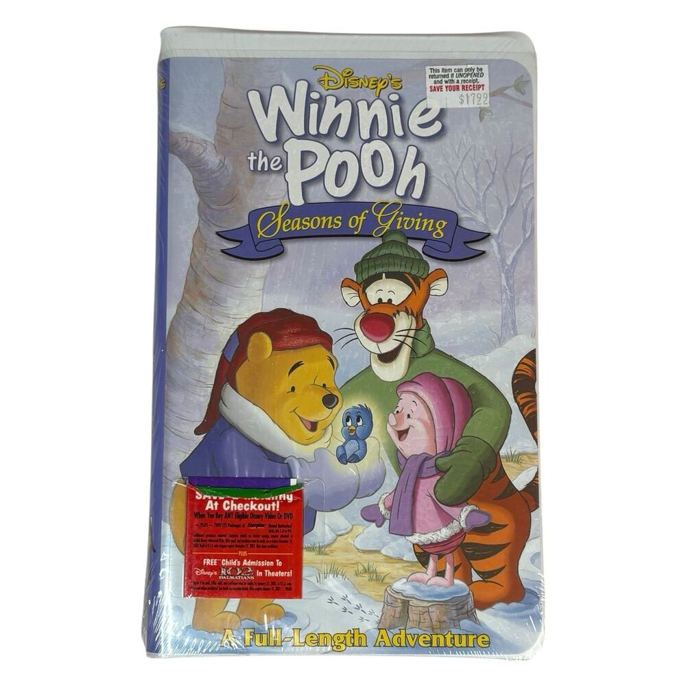 SEALED VTG Disney "Winnie The Pooh Seasons Of Giving" VHS VCR Tape Holiday Movie
